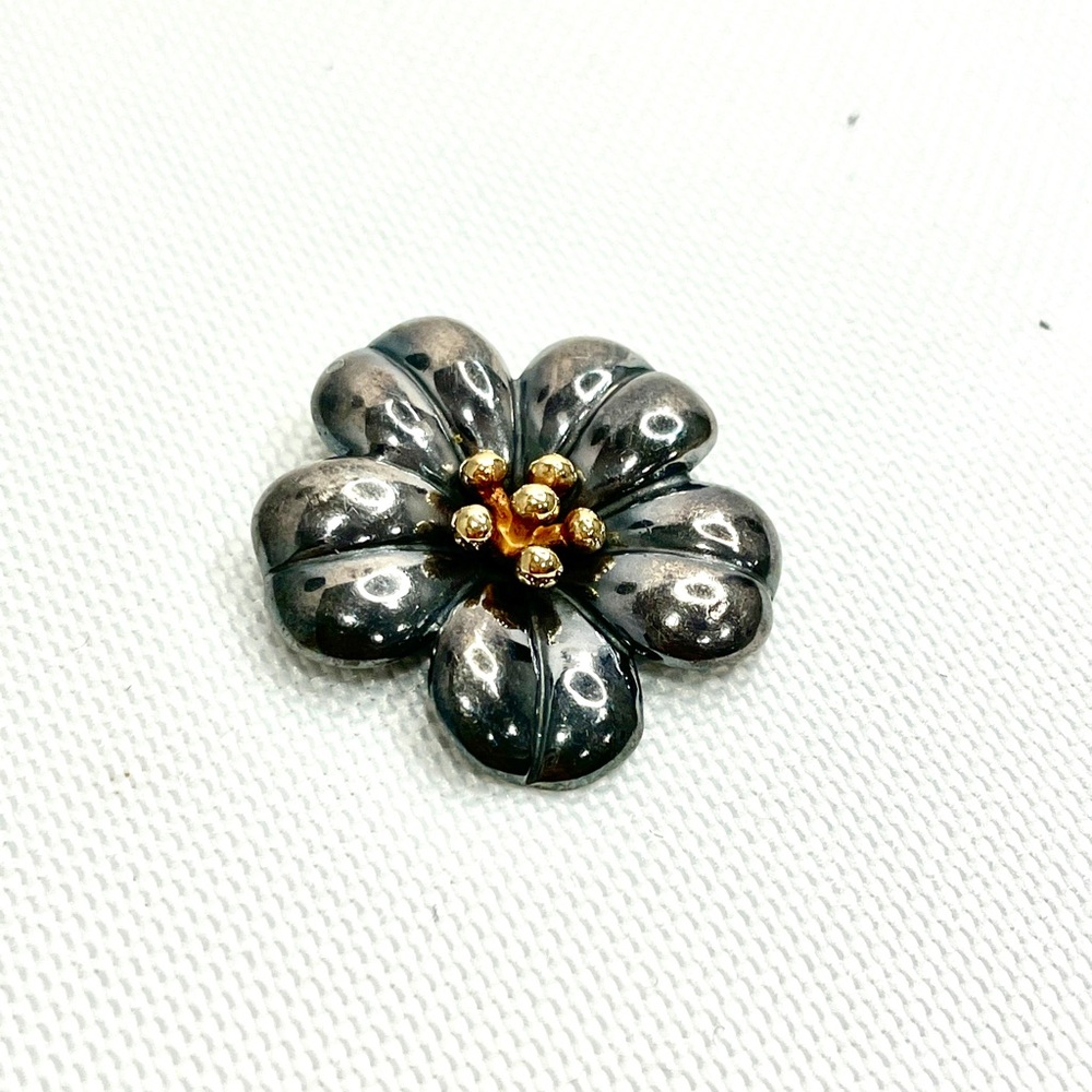 James Avery Retired Silver & 18k Gold April Flower Pendant Pin Brooch